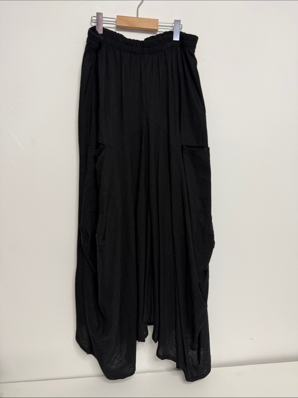 Flowy Black Maxi Skirt with Elastic Waist
